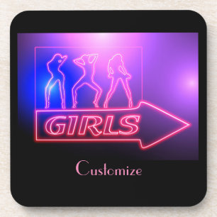 Neon Pink Girls Sign Thunder_Cove Bier Onderzetter