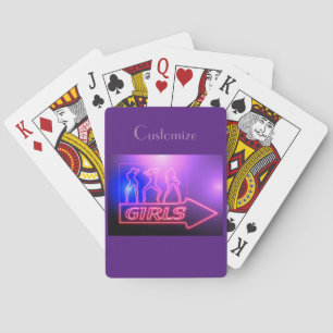 Neon Pink Girls Sign Thunder_Cove Pokerkaarten