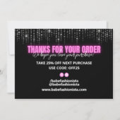 Neon Pink Glam bedankje Bedankkaart (Achterkant)