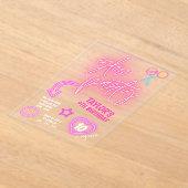 Neon Pink Glow Party Verjaardag Acryl Uitnodigingen (Laagn)
