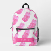 Neon Pink Gummy Beer Pattern Bedrukte Rugzak (Voorkant)