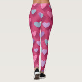 Neon Pink Heart Pattern Leggings (Achterkant)