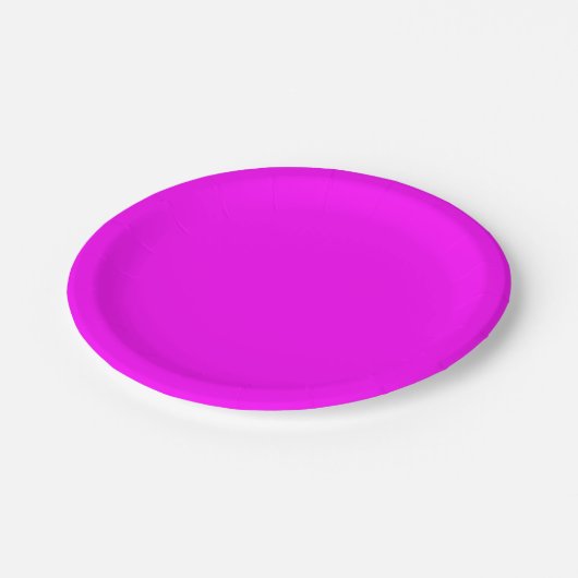 Neon pink hex code FF00FF Party Plate Papieren Bordje (Gekanteld)