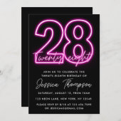 Neon Pink Invitation 28e anniversaire (Devant / Derrière)