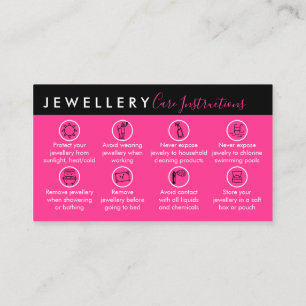 Neon Pink Jewelry Aftercare Instructions Visitekaartje