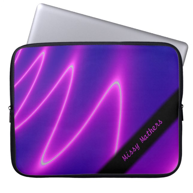 Neon Pink Lightning Personal Laptop Sleeve (Voorkant)