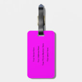 Neon PInk Magenta Monogram Zwart Aangepaste Naam G Bagagelabel (Achterkant verticaal)