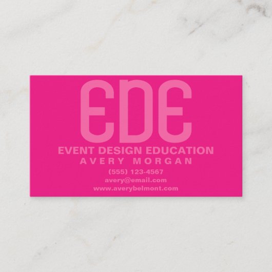 Neon Pink Minimal Visitekaartje (Voorkant)