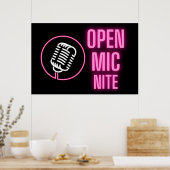 Neon Pink Open Mic Nite Poster (Keuken)