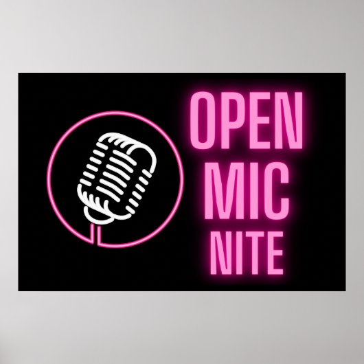 Neon Pink Open Mic Nite Poster (Voorkant)