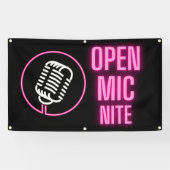 Neon Pink Open Mic Outdoor Vinyl Banner (Horizontaal)