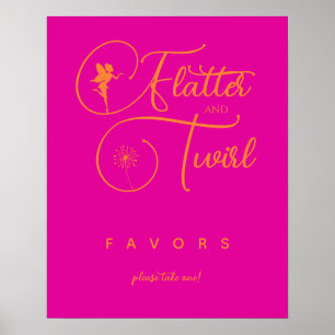 Neon Pink Oranje minimalistisch veer Poster