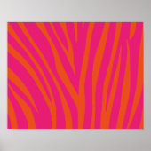 NEON PINK ORANJE ZEBRA STRIPES ACHTERGROND WALLPAP POSTER (Voorkant)