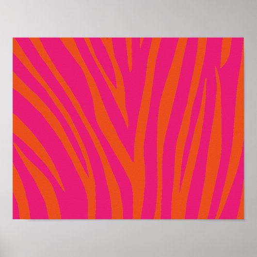 NEON PINK ORANJE ZEBRA STRIPES ACHTERGROND WALLPAP POSTER (Voorkant)