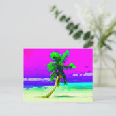 Neon Pink Palm Tree Paradise Briefkaart (Staand voorkant)