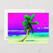 Neon Pink Palm Tree Paradise Briefkaart (Voorkant / Achterkant)