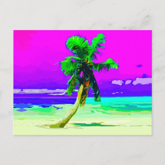 Neon Pink Palm Tree Paradise Briefkaart (Voorkant)