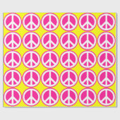 Neon Pink Peace Sign Cadeaupapier (Vlak)