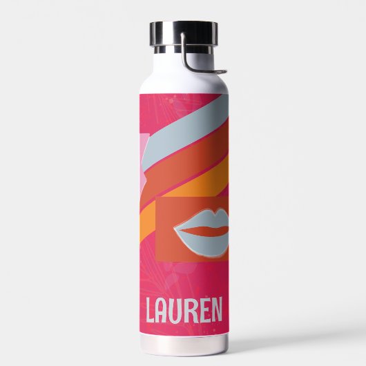 Neon Pink Preppy Striped Waterfles (Links)