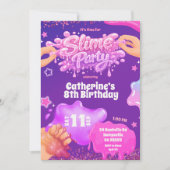 Neon Pink Purple Slime Birthday Invitation (Devant)