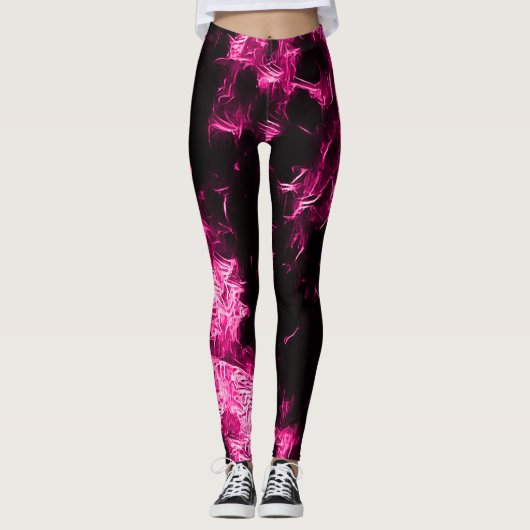 Neon Pink Rave Star Leggings (Voorkant)