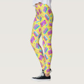 Neon Pink tendance 80's Cassette Music Leggings (Gauche)