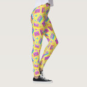 Neon Pink tendance 80's Cassette Music Leggings (Droite)