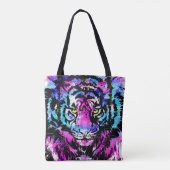 Neon Pink Tiger Head Canvas tas - Tijger Canvas ta (Achterkant)