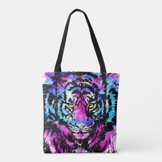 Neon Pink Tiger Head Canvas tas - Tijger Canvas ta (Achterkant)