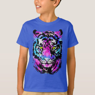Neon Pink Tiger Head Portret - Tiger T-Shirt