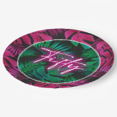 Neon Pink Tropical 50th Verjaardag Papieren Bordje (Gekanteld)