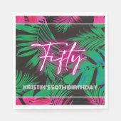 Neon Pink Tropical 50th Verjaardag Servet (Voorkant)