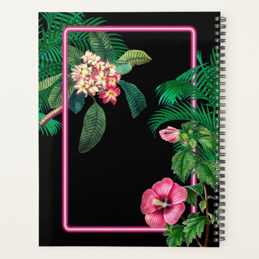Neon Pink Tropical Botanicals per jaar Planner (Achterkant)
