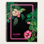 Neon Pink Tropical Botanicals per jaar Planner (Voorkant)