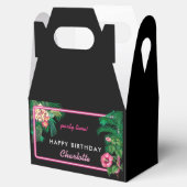 Neon Pink Tropical Botanicals Verjaardagsfeest Bedankdoosjes (Geopend)