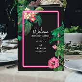 Neon Pink Tropical Retro Wedding Order of Service Programma