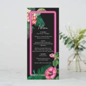 Neon Pink Tropische Retro Botanicals Bruiloft Menu (Staand voorkant)