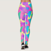Neon Pink Turquoise Trendy 80's Game Music Legging (Dos)