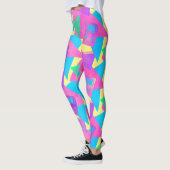 Neon Pink Turquoise Trendy 80's Game Music Legging (Gauche)