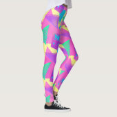 Neon Pink Turquoise Trendy 80's Game Music Legging (Droite)