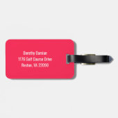 Neon Pink Typography Funny Bag Naam Adres Bagagelabel (Achterkant horizontaal)