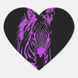 Neon Pink Zebra Hart Sticker