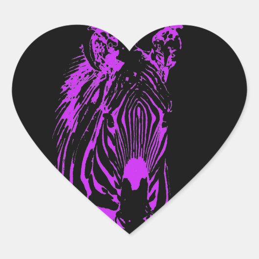 Neon Pink Zebra Hart Sticker (Voorkant)