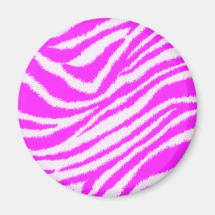Neon Pink Zebra Magneet
