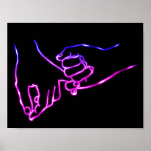 Neon Pinky Promise Minimale Lijn Kunst Eenvoudig Poster