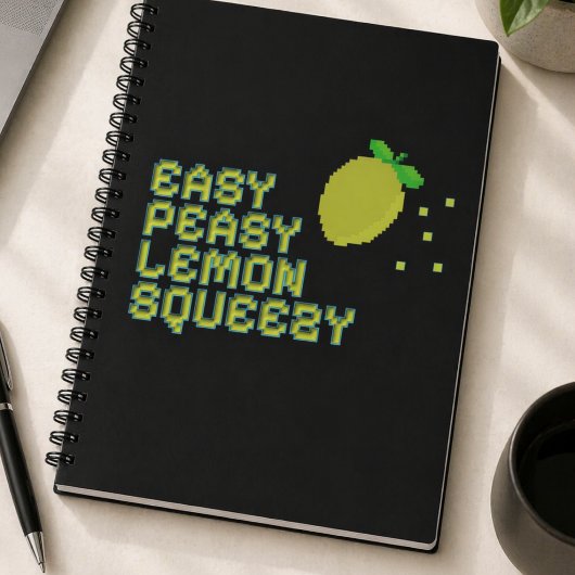 Neon Pixel Art Lemon Deluxe Notebook Notitieboek