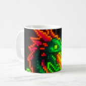 Neon Pixel Dragon – Retro Arcade Flame Design Koffiemok (Voorkant links)