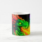 Neon Pixel Dragon – Retro Arcade Flame Design Koffiemok (Center)