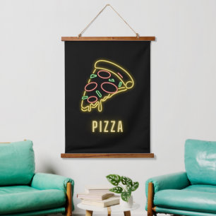 Neon Pizza Slice Hangend Wandkleed