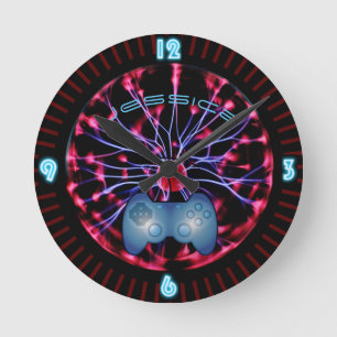 Neon Plasmabal Meisje Gamer Gaming Persoonlijk Ronde Klok
